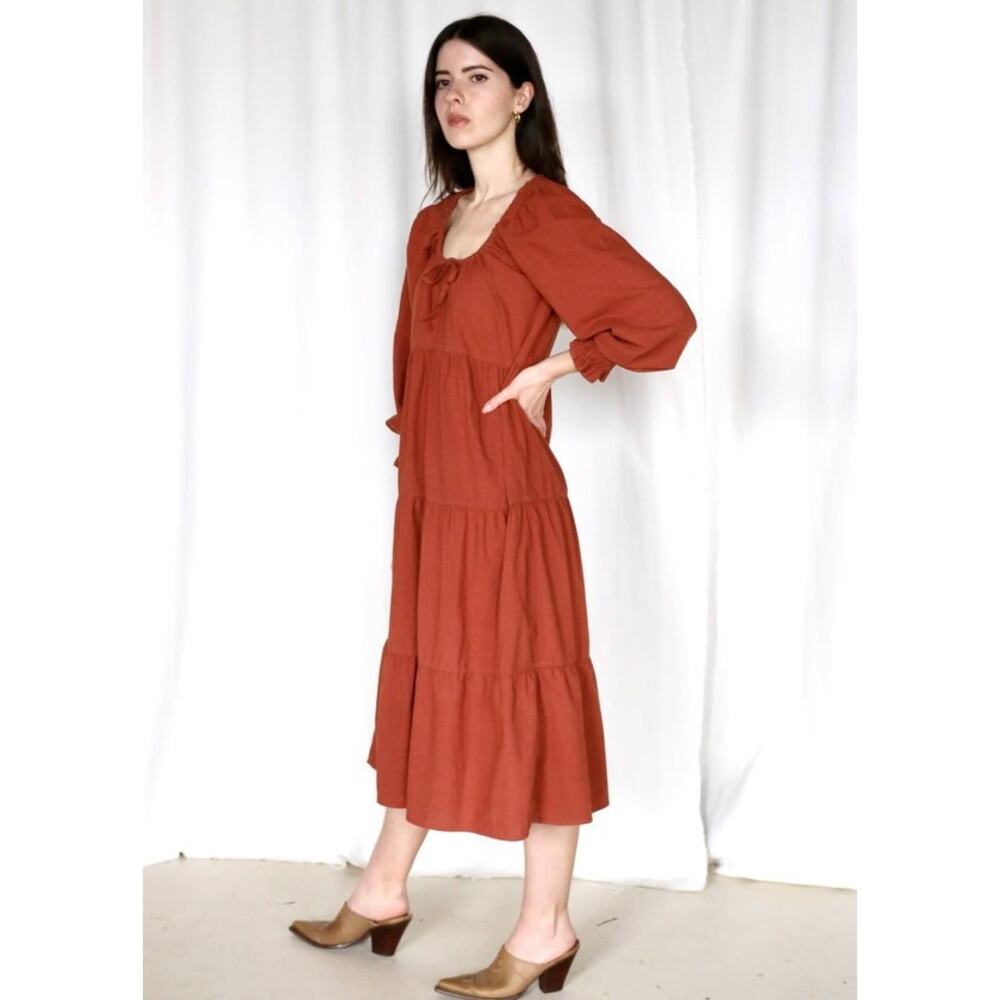 LACAUSA Rust Midi Dress